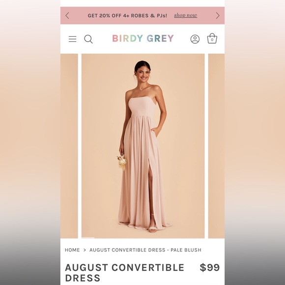 NWT Birdy Grey August Bridesmaid’s Dress in blush pink (size W medium) - Picture 5 of 7